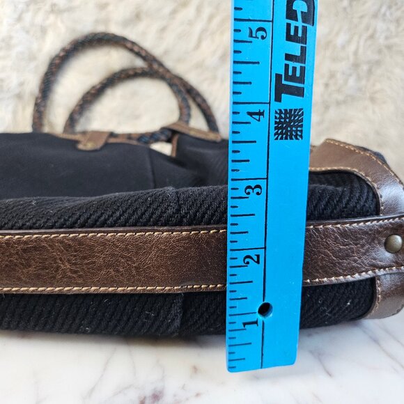Fossil 75082 Women's Black Canvas Brown Leather Trim Shoulder Bag - Picture 10 of 12